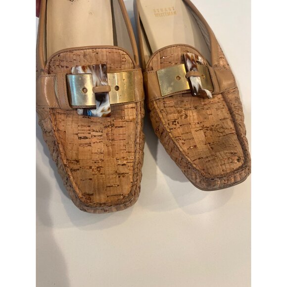 Stuart Weitzman Cork Mules W/ Gold & Tortoise Buckle Detail Womens Size 9M - Picture 6 of 6
